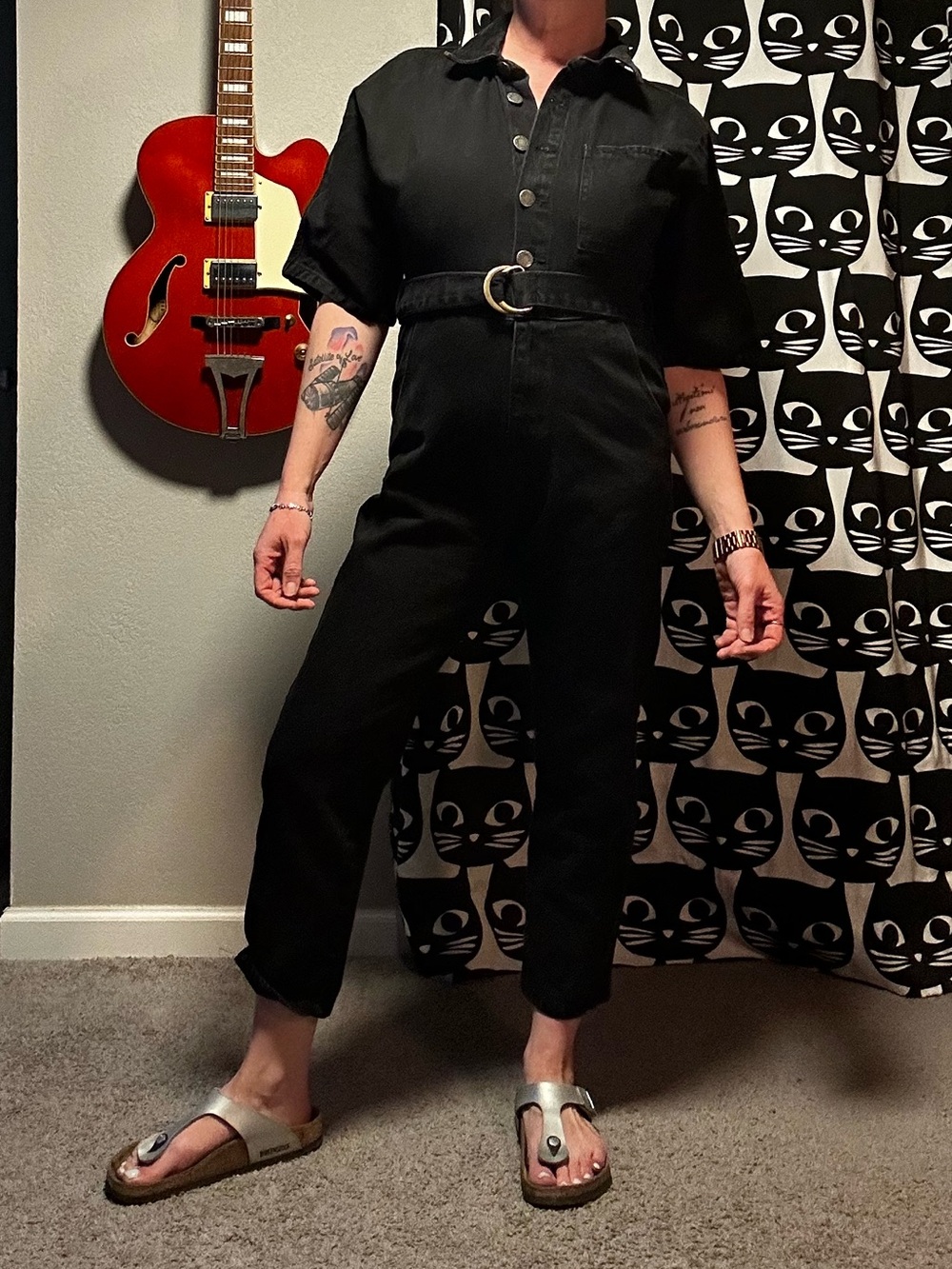 Nasty Gal black denim boiler suit